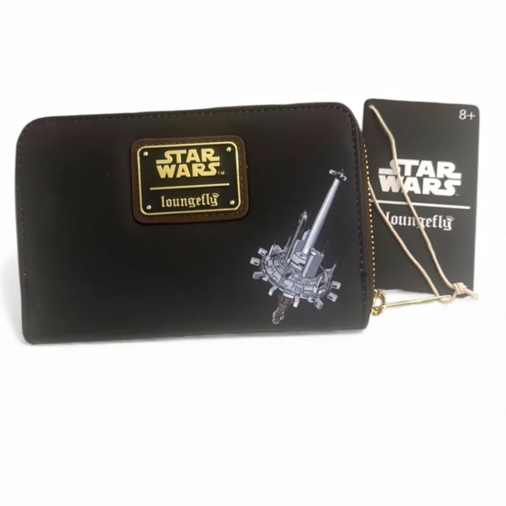Loungefly Star Wars Zip Around Wallet Black Gold NWT
